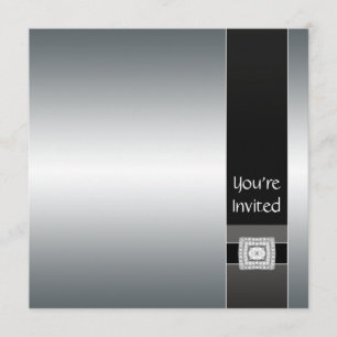 Invitation Modèle d'invitation de fête moderne noir argent
