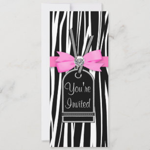 Invitation Modèle d'invitation de fête Zèbre Rose Clair