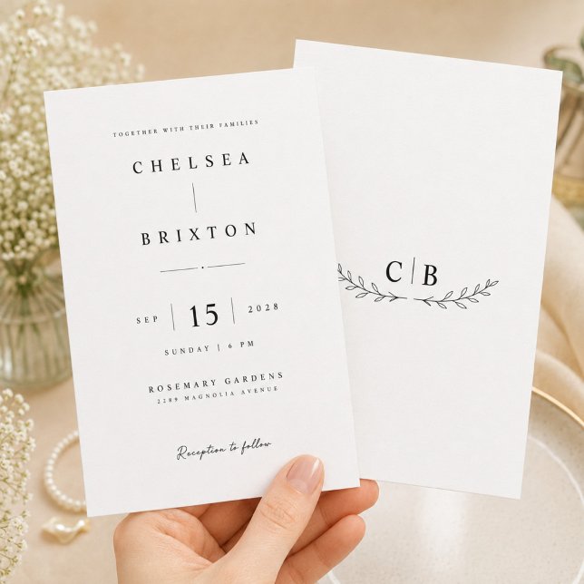 Invitation Modèle d'invitation de mariage à monogramme élégan (Créateur téléchargé)