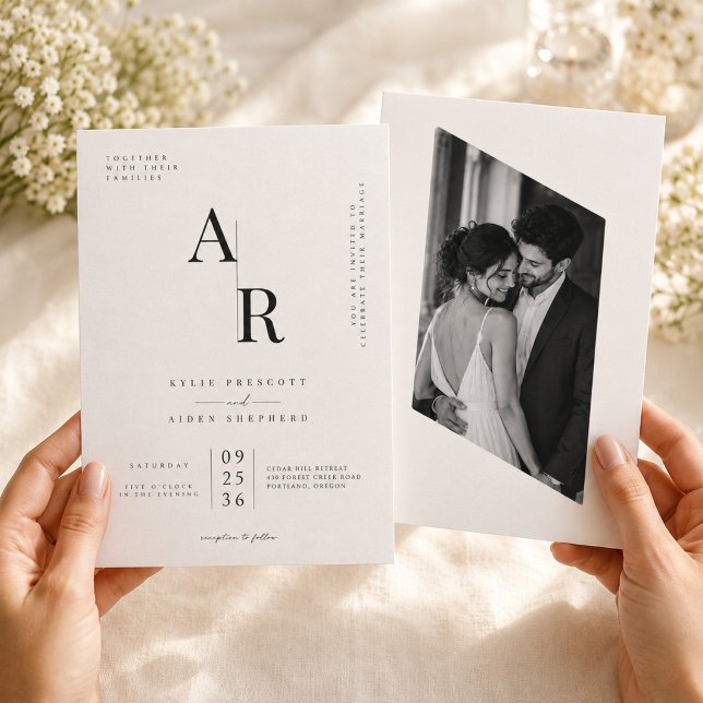Invitation Modèle d'invitation de mariage au monogramme de lu (Créateur téléchargé)