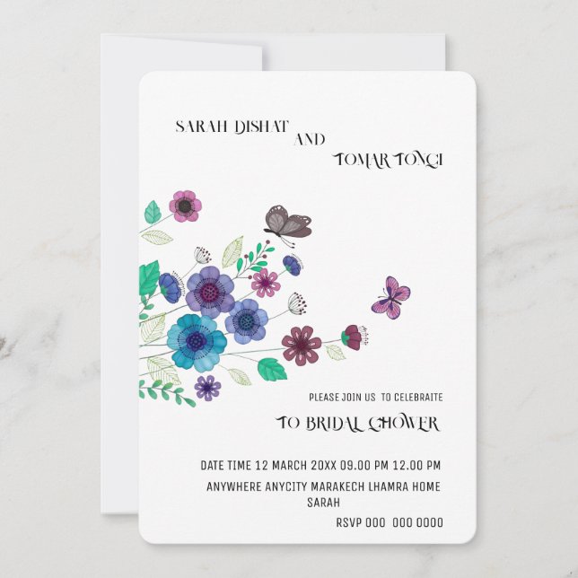Invitation Modèle d'invitation de mariage aux fleurs sauvages (Devant)