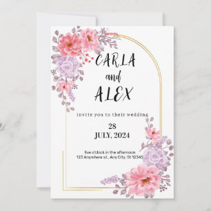 Invitation Modèle d'invitation de mariage aux fleurs sauvages