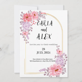 Invitation Modèle d'invitation de mariage aux fleurs sauvages