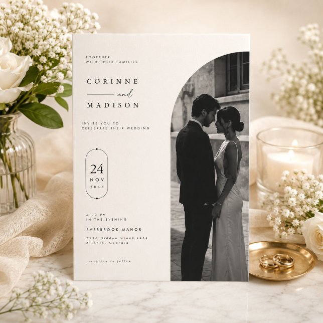 Invitation Modèle d'invitation de mariage avec photo arquée d (Créateur téléchargé)