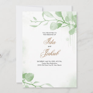 Invitation Modèle d'invitation de mariage avec verdure