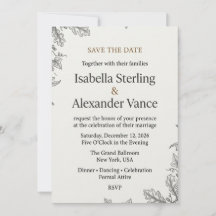 Modèle d'invitation de mariage botanique minimalis