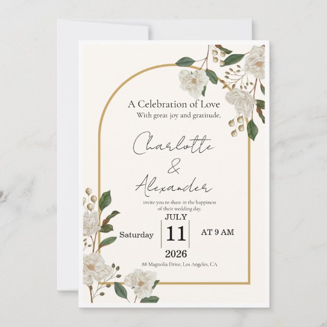 Invitation Modèle d'invitation de mariage de luxe élégant | E (Devant)