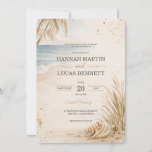 Modèle d'invitation de mariage de luxe sur la plag