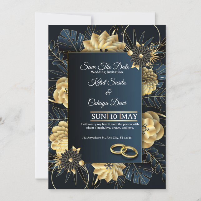 Invitation Modèle d'invitation de mariage élégant (Devant)
