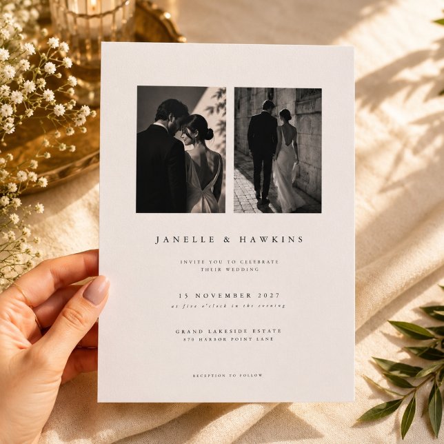 Invitation Modèle d'invitation de mariage élégant à double ph (Créateur téléchargé)