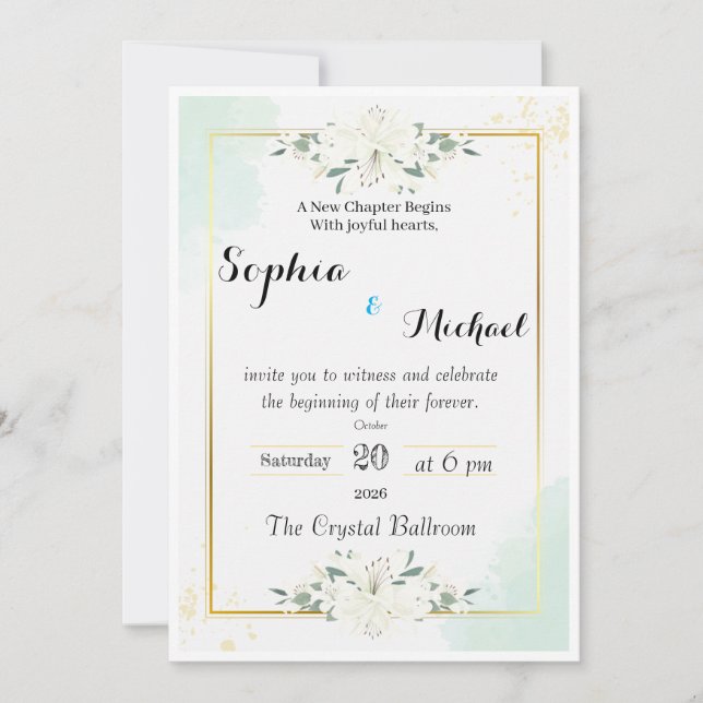 Invitation Modèle d'invitation de mariage élégant de luxe | M (Devant)