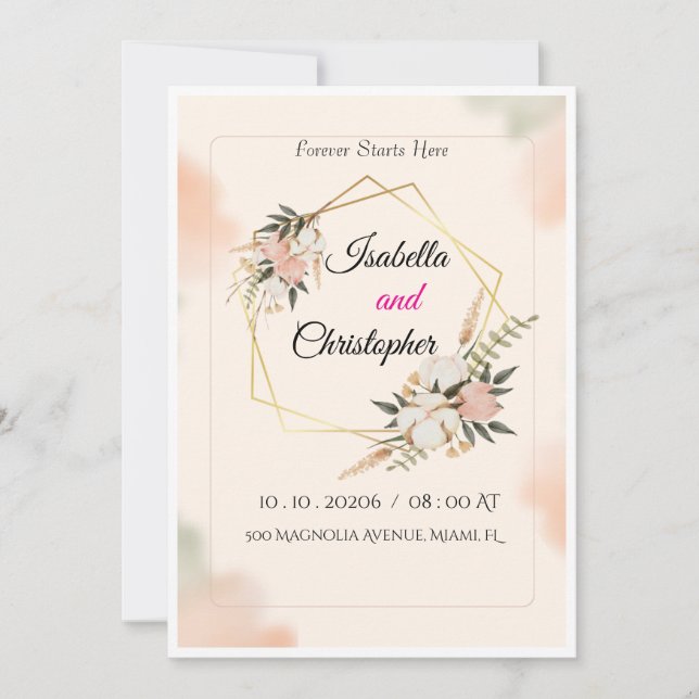 Invitation Modèle d'invitation de mariage élégant et luxueux  (Devant)