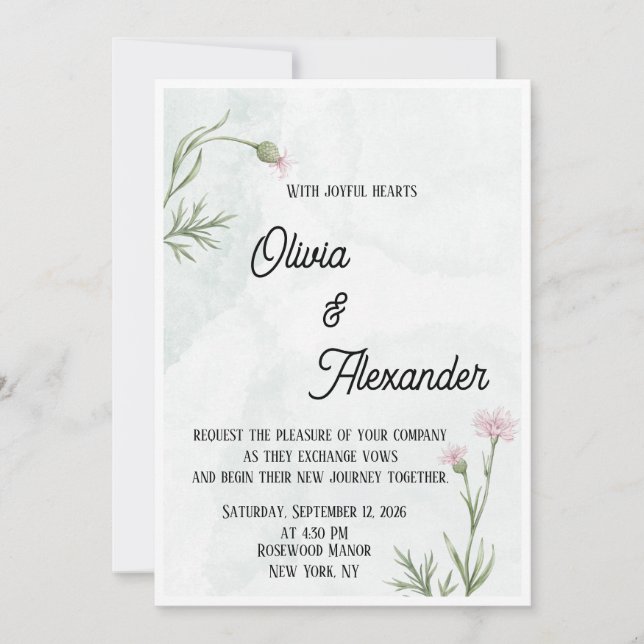 Invitation Modèle d'invitation de mariage élégant et luxueux  (Devant)