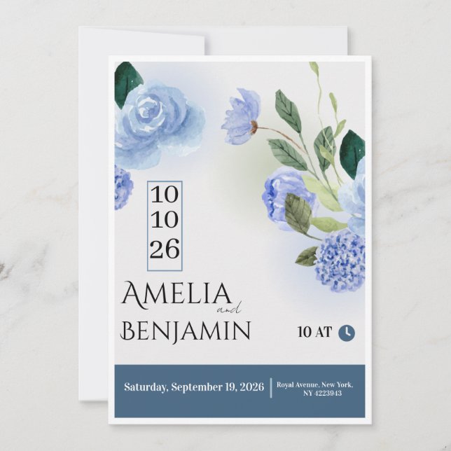 Invitation Modèle d'invitation de mariage élégant | Flora Lux (Devant)