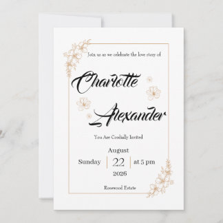 Invitation Modèle d'invitation de mariage élégant | Minim lux