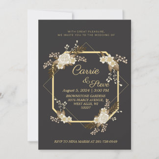 Invitation Modèle d'invitation de mariage en or