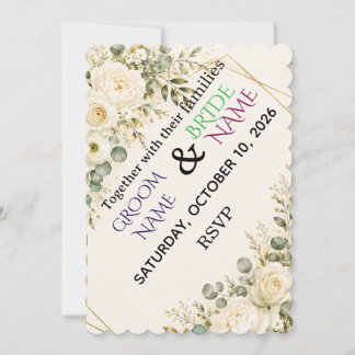 Invitation Modèle d'invitation de mariage floral de luxe