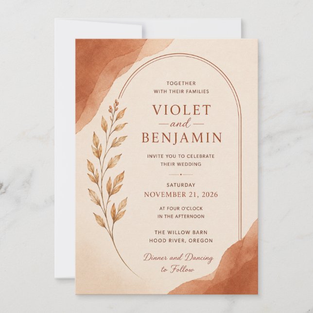 Invitation Modèle d'invitation de mariage floral élégant (Devant)