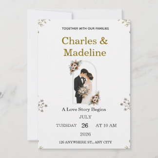 Invitation Modèle d'invitation de mariage floral élégant