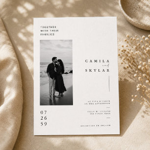 Invitation Modèle d'invitation de mariage minimaliste côtier.
