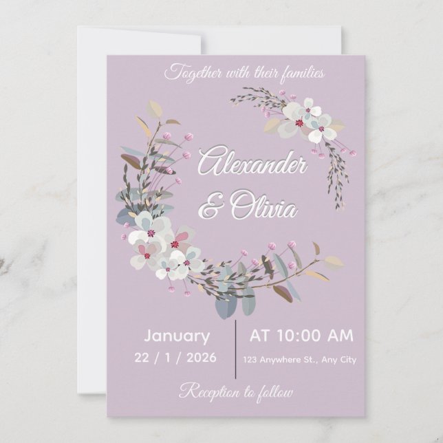Invitation Modèle d'invitation de mariage - Modifiable et imp (Devant)