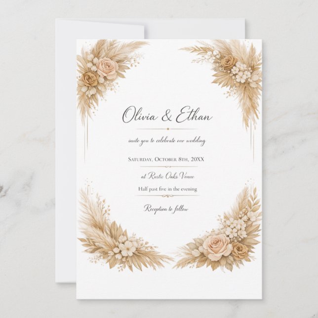 Invitation Modèle d'invitation de mariage noir et or | Luxur (Devant)