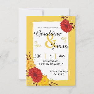 Invitation Modèle d'invitation de mariage Or Rouge
