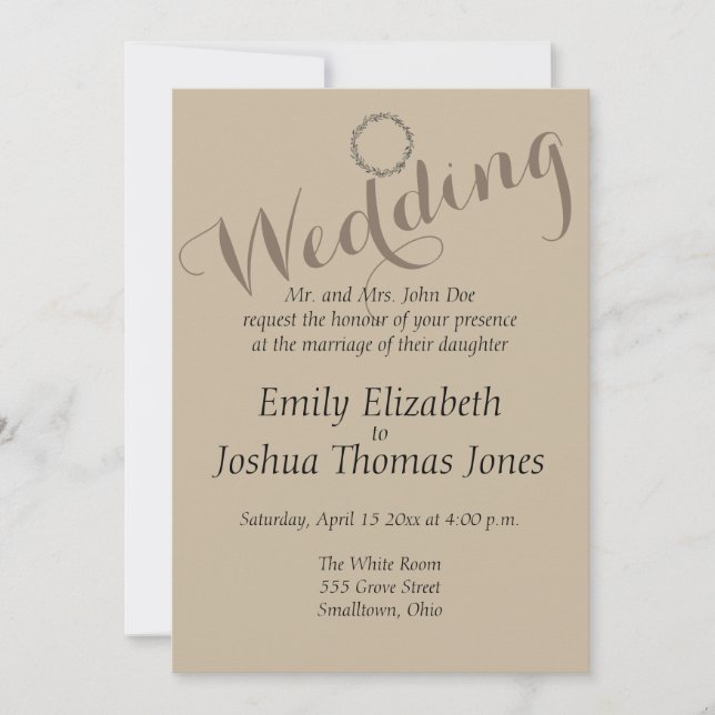 Invitation Modèle d'invitation de mariage personnalisé simple (Devant)