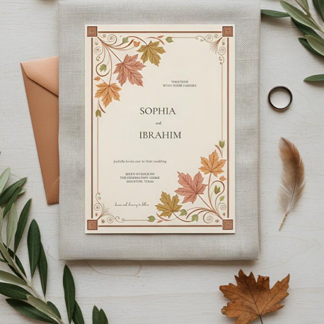 Invitation Modèle d'invitation de mariage rustique d'automne (Créateur téléchargé)