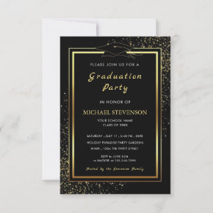 Invitation Modèle d'invitation de remise de diplôme noir or a