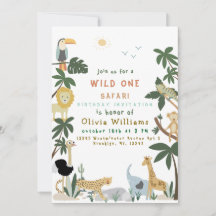 Modèle d'invitation de safari Wild One modifiable