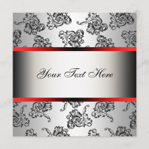 Invitation Modèle d'invitation de soirée damassé rouge argent