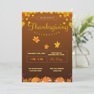 Invitation Modèle d'invitation de Thanksgiving (modifiable)