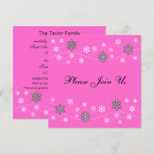 Invitation Modèle d'invitation élégant avec flocons de neige 