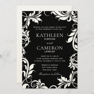 Invitation Modèle d'invitation Feuille Majestic   Black & Ecr