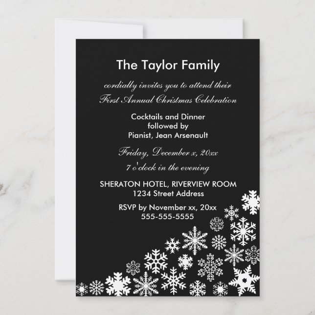 Invitation Modèle d'invitation Flocons de neige 5x7 (Dos)