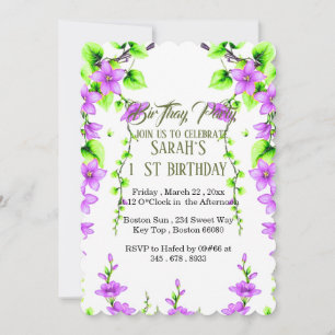 Invitation Modèle d'invitation pour 1er anniversaire Floral S