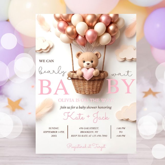Invitation Modèle d'invitation pour Baby Shower Fille numériq (Créateur téléchargé)