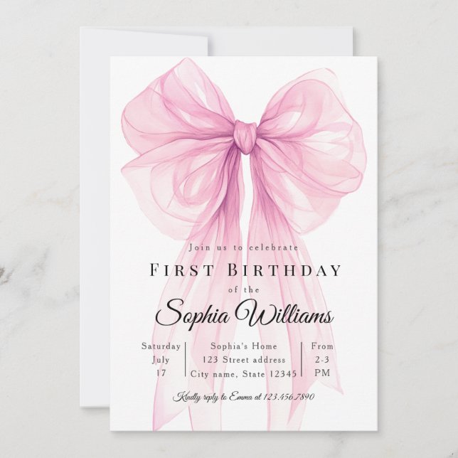 Invitation Modèle d'invitation pour le 1er anniversaire de la (Devant)
