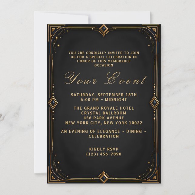 Invitation Modèle d'invitation pour soirée de gala de luxe (Devant)