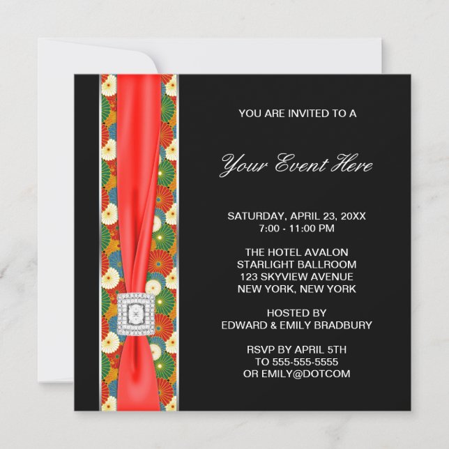 Invitation Modèle d'invitation pour toutes occasions Rouge No (Devant)