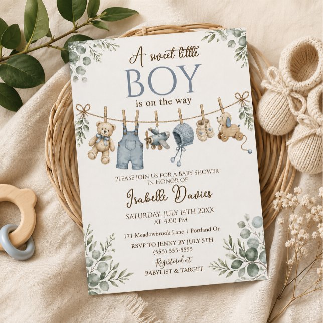 Invitation Modèle d'invitation pour une fête de bébé garçon (Créateur téléchargé)
