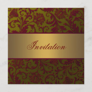 Invitation Modèle d'invitation Red Gold Damask pour toutes oc