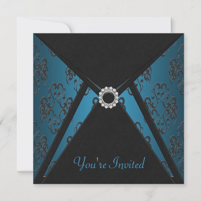 Invitation Modèle d'invitation sarcelle noire pour toutes occ (Devant)