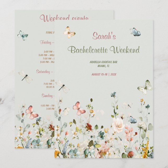 Invitation Modèle d'itinéraire pour un enterrement de vie de  (Devant / Derrière)