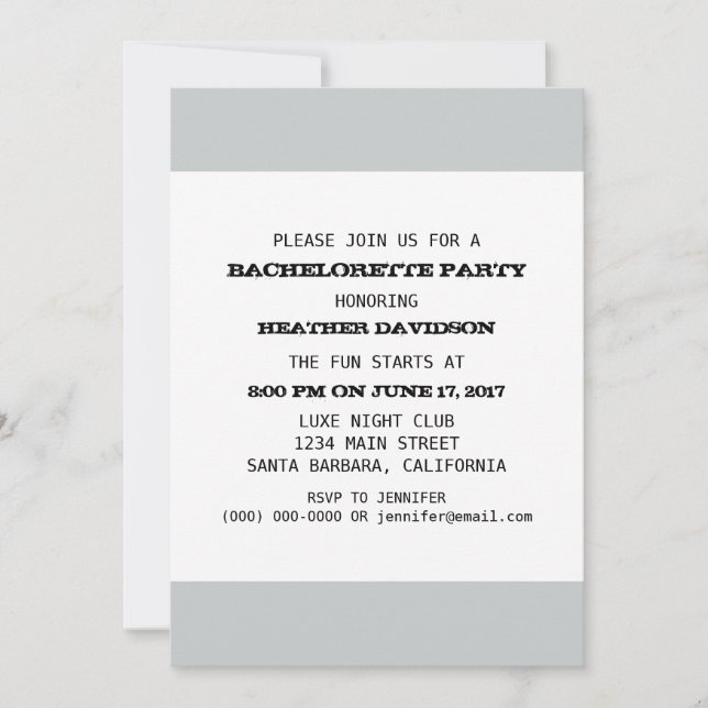 Invitation Modèle du Bachelorette (Devant)