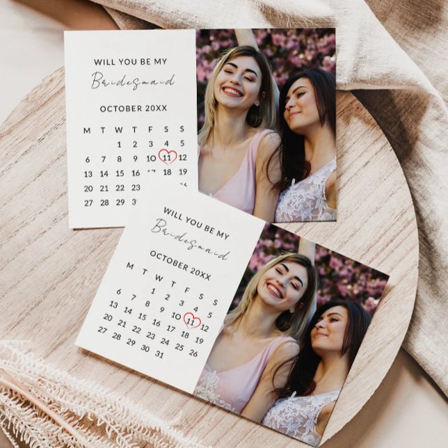 Invitation Modèle du calendrier photo de la proposition de la (Bridesmaid Proposal Photo Calendar Template)