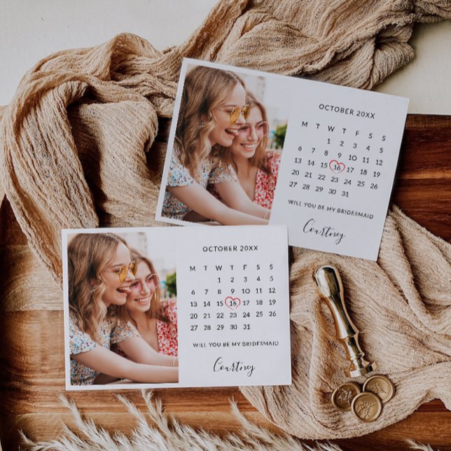 Invitation Modèle du calendrier photo de la proposition de la (Bridesmaid Proposal Photo Calendar Template)