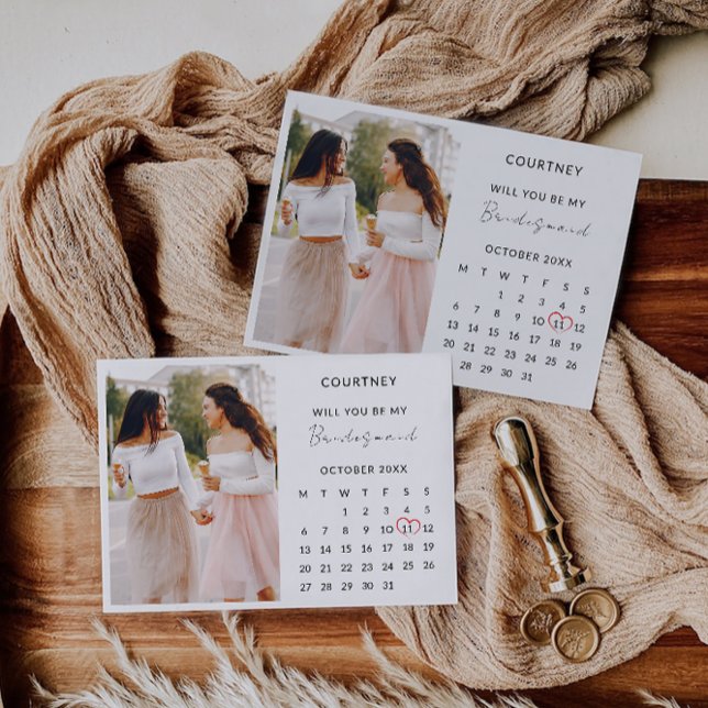 Invitation Modèle du calendrier photo de la proposition de la (Bridesmaid Proposal Photo Calendar Template)
