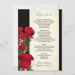 Invitation Modèle du menu Mariage Roses rouges